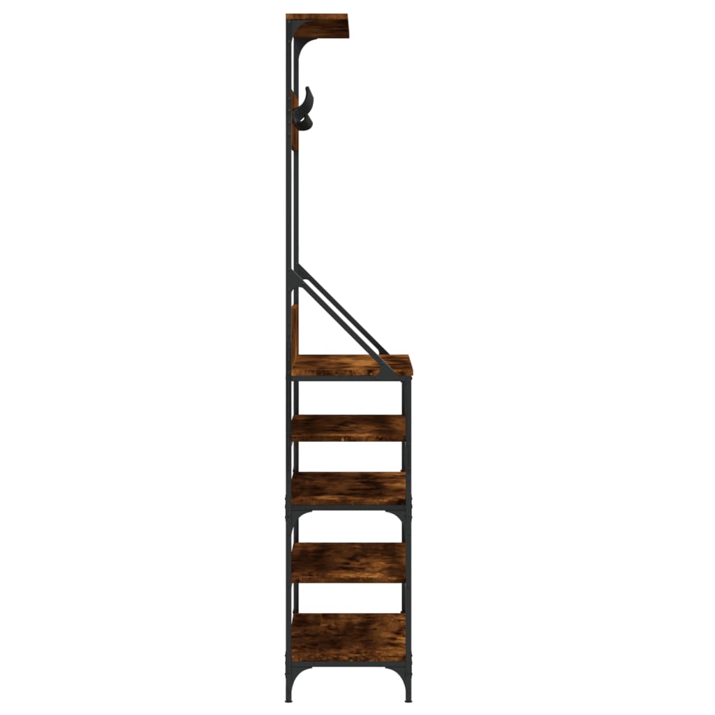 Clothes rack with shoe rack smoked oak 90x34x184 cm