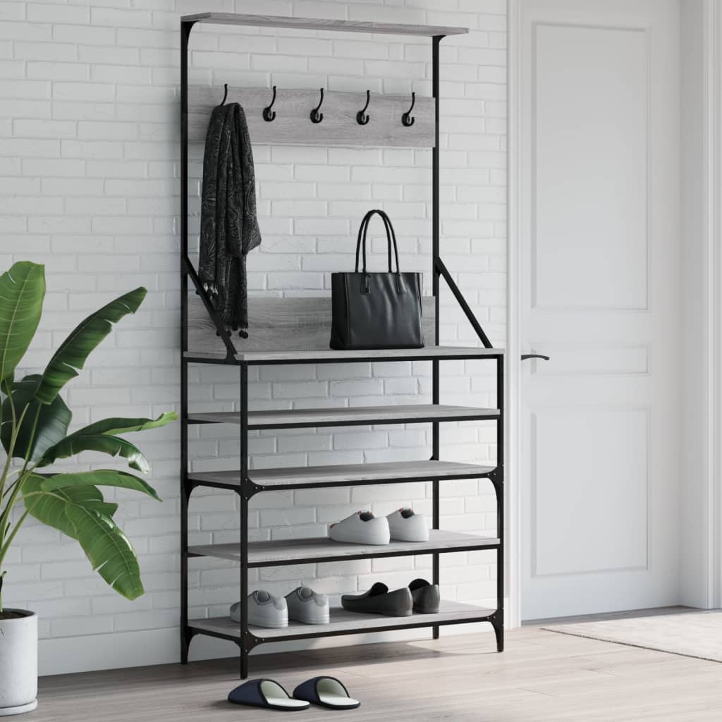 Clothes Rack with Shoe Rack Gray Sonoma 90x34x184 cm