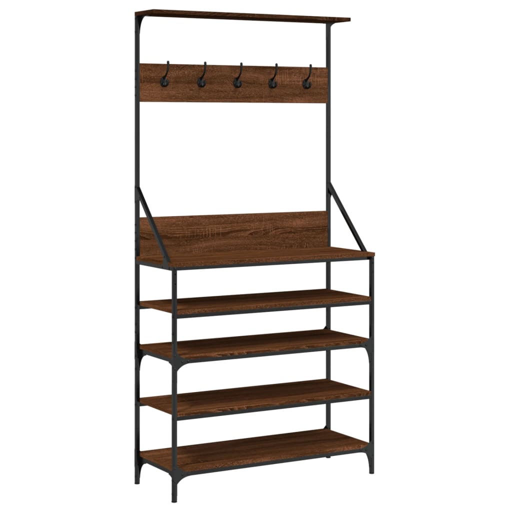 Clothes rack with shoe rack brown oak look 90x34x184 cm