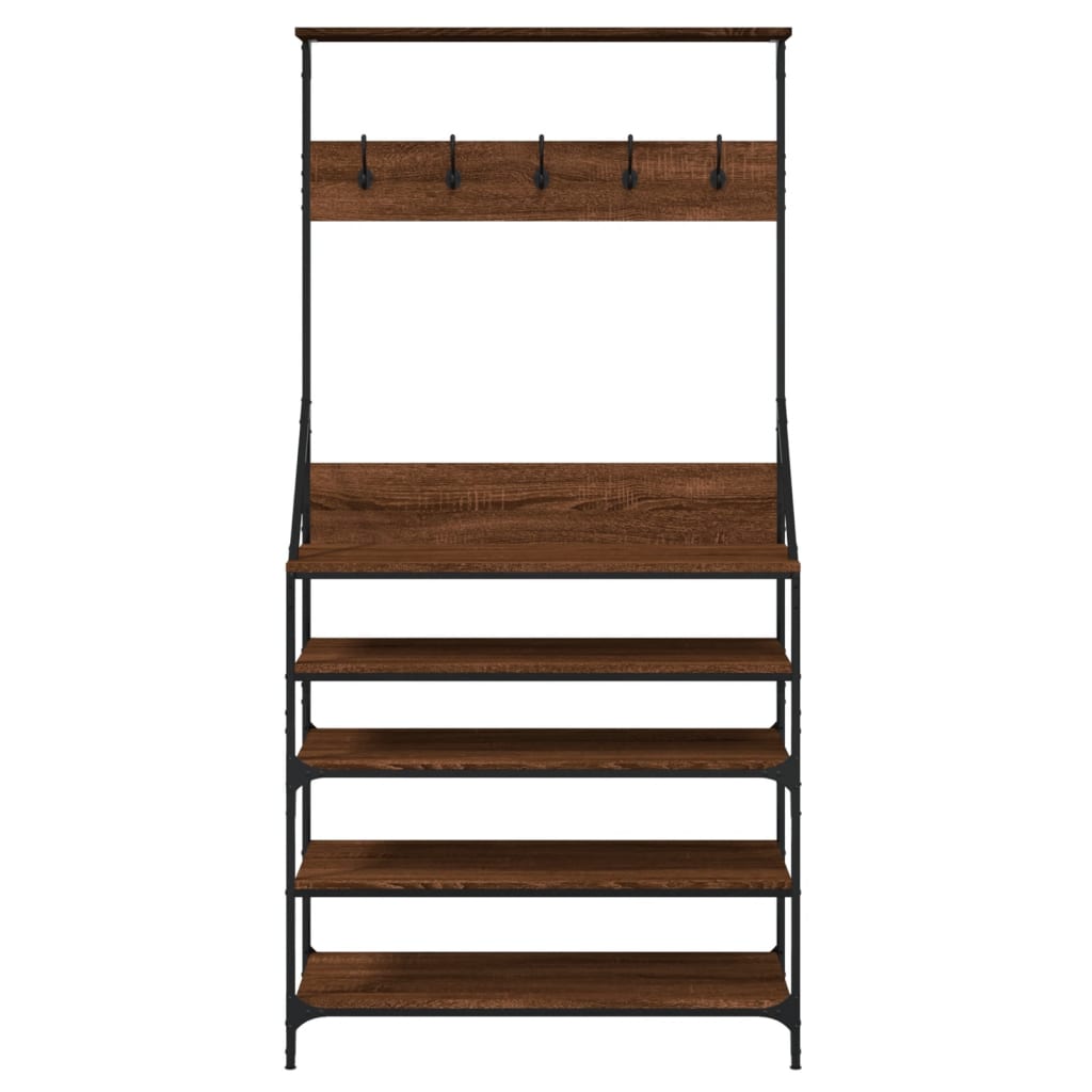 Clothes rack with shoe rack brown oak look 90x34x184 cm