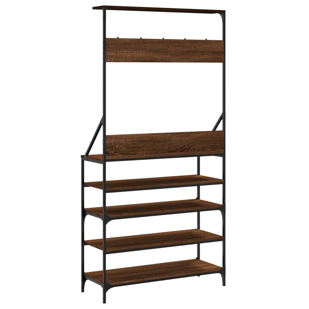 Clothes rack with shoe rack brown oak look 90x34x184 cm