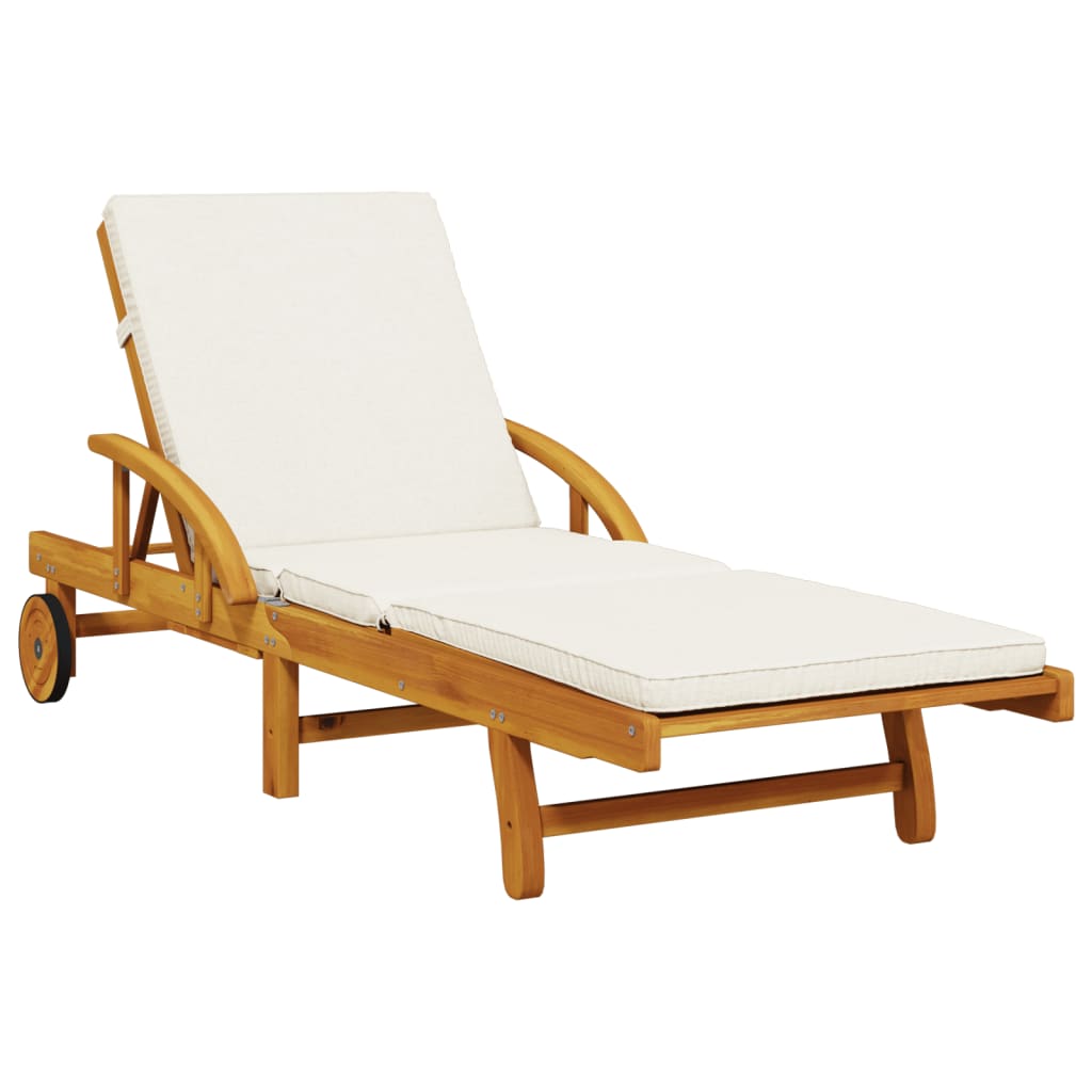 Chaises longues 2 pièces avec coussins 200x68x83 cm bois d'acacia massif