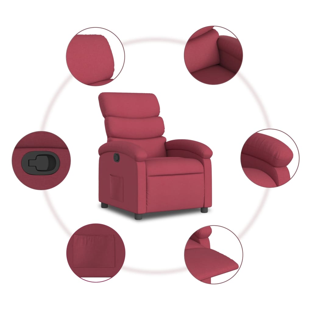 Fauteuil de relaxation tissu rouge vin