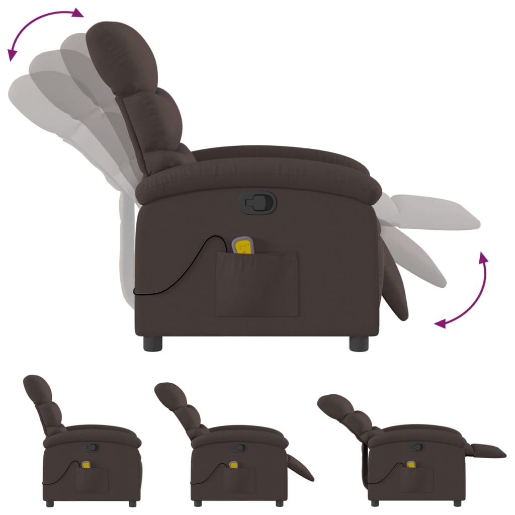Fauteuil de massage tissu marron foncé
