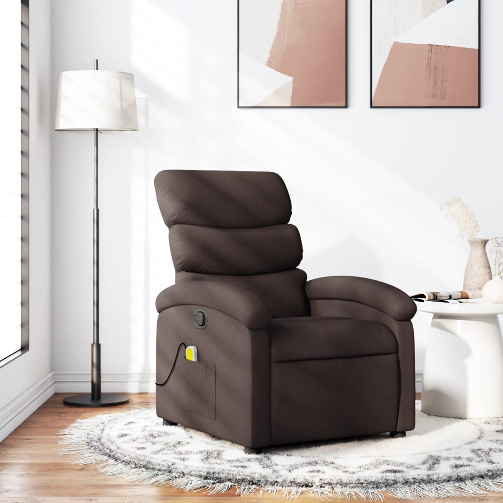 Fauteuil de massage tissu marron foncé