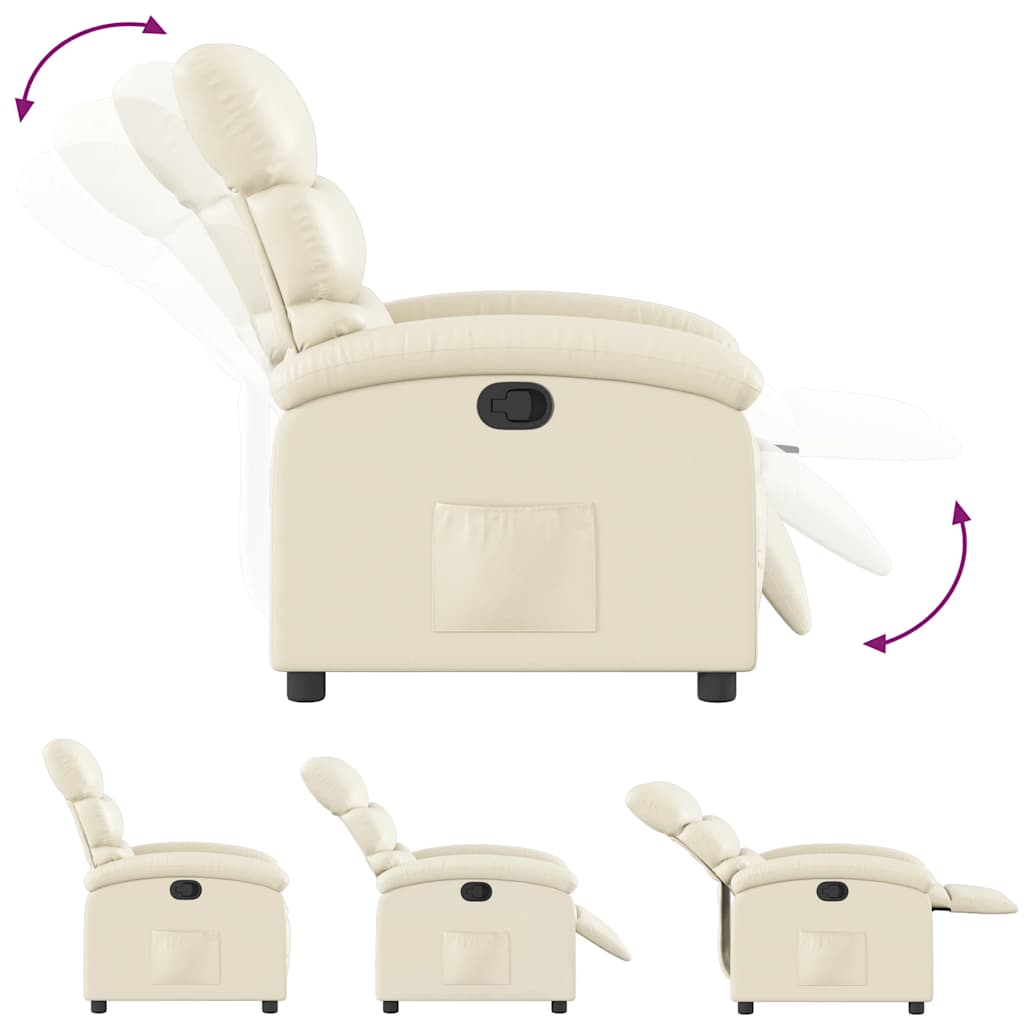 Fauteuil de relaxation simili cuir crème