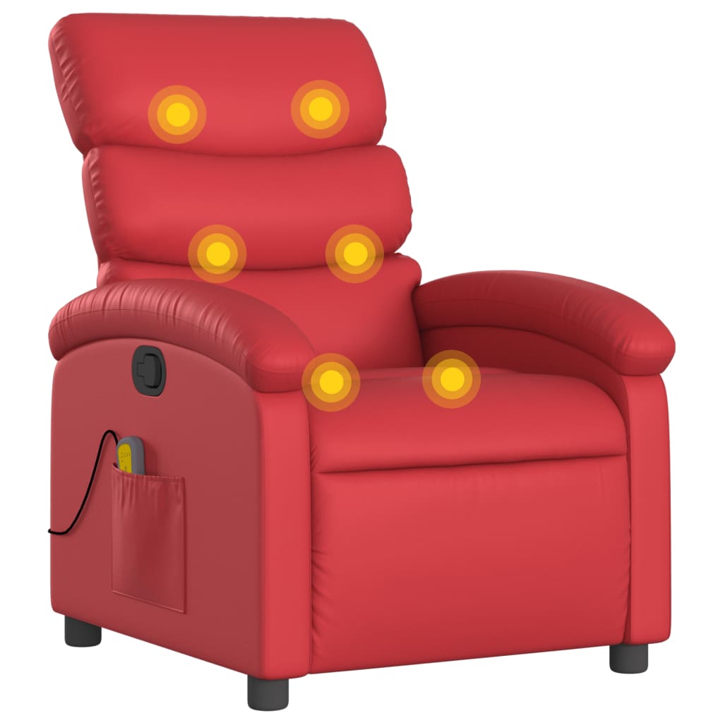 Fauteuil de massage simili cuir rouge