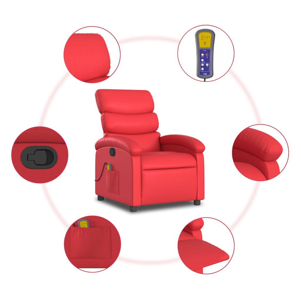 Fauteuil de massage simili cuir rouge