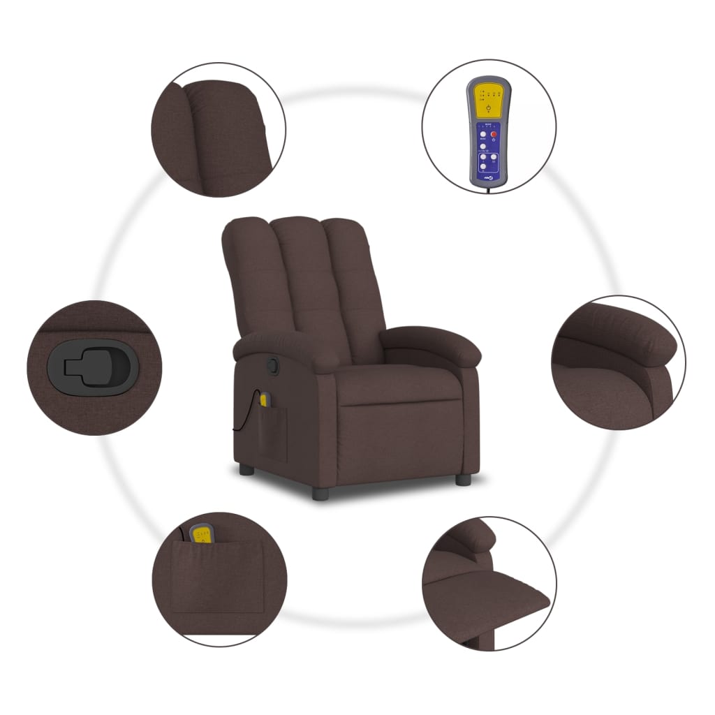 Fauteuil de massage tissu marron foncé