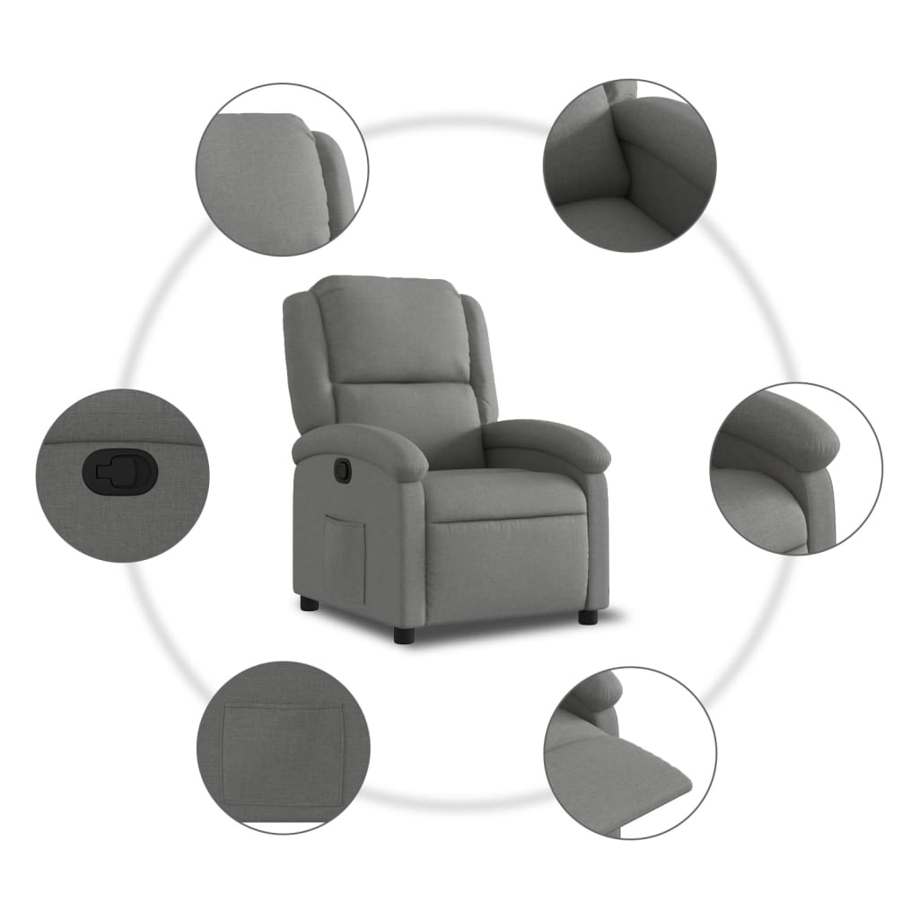 Fauteuil de relaxation tissu gris foncé