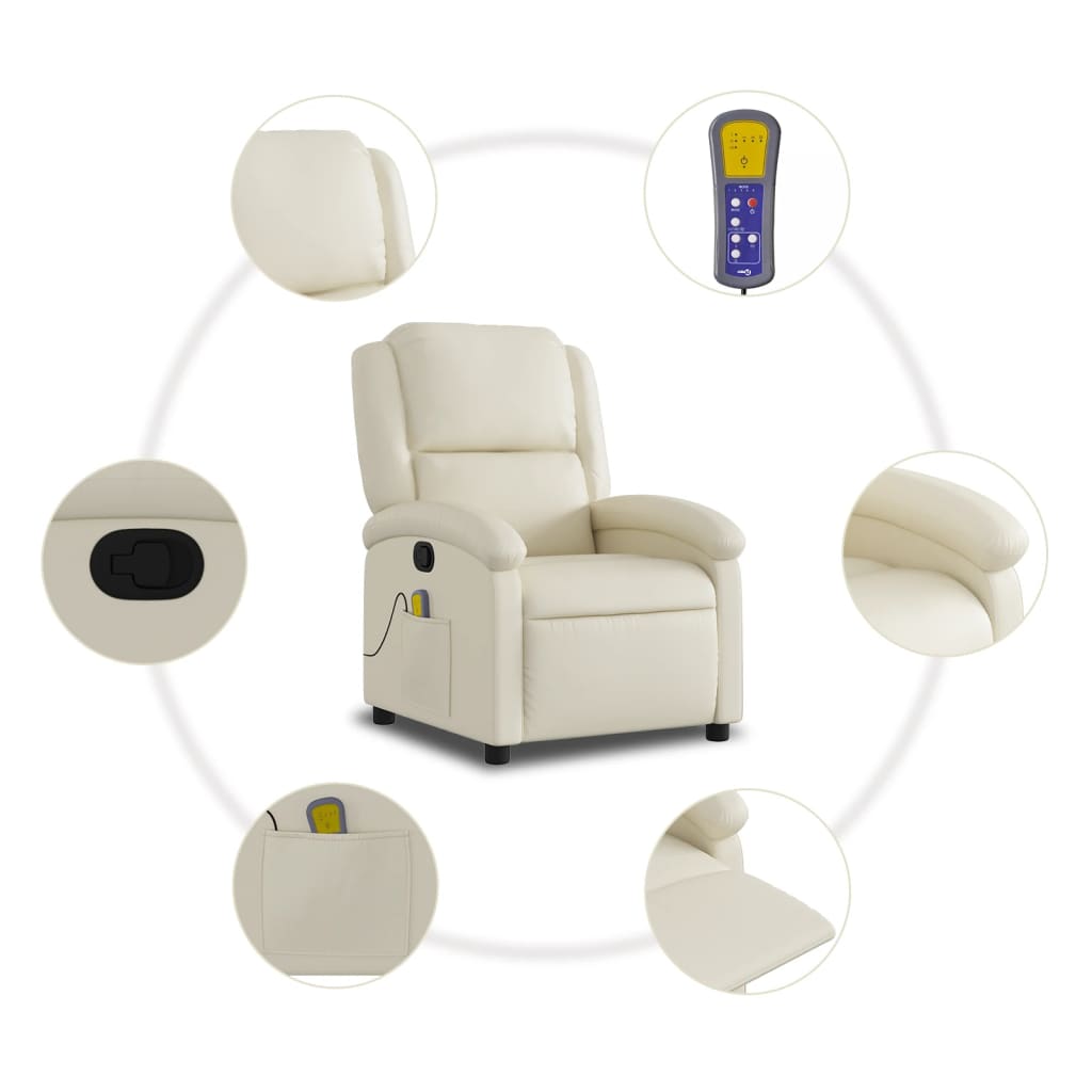 Fauteuil de massage simili cuir crème