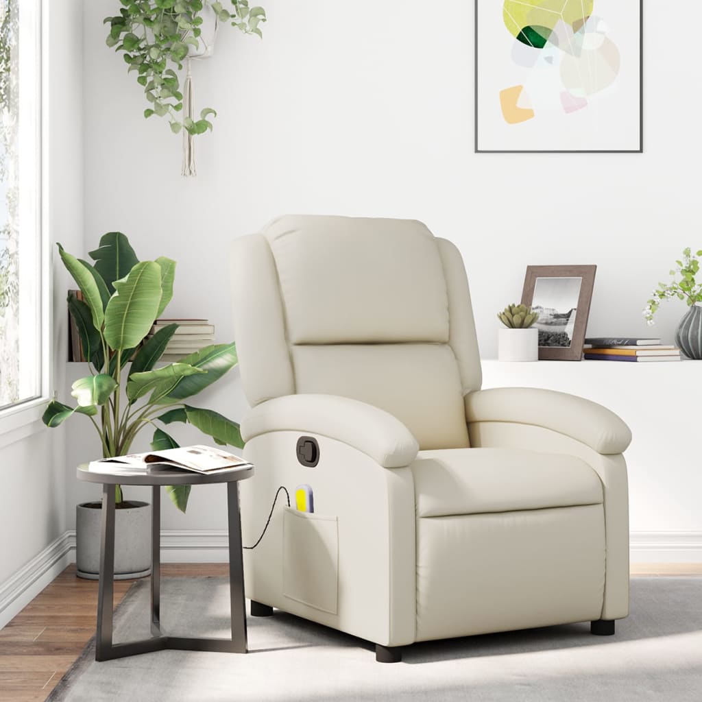 Fauteuil de massage simili cuir crème