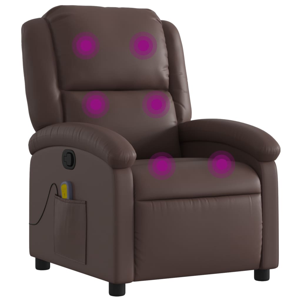 Fauteuil de massage simili cuir marron