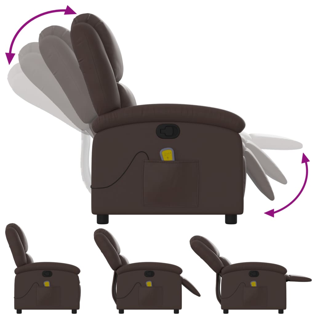 Fauteuil de massage simili cuir marron