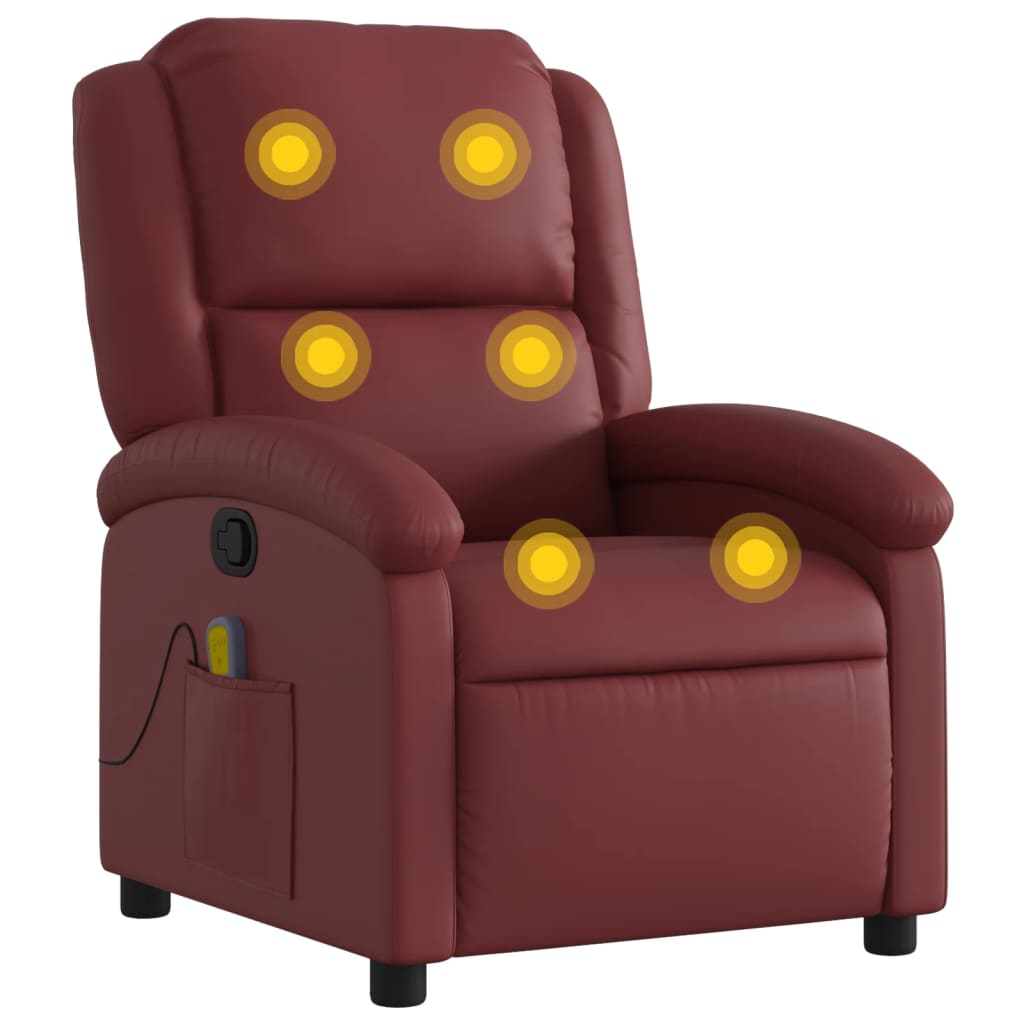 Fauteuil de massage simili cuir rouge vin