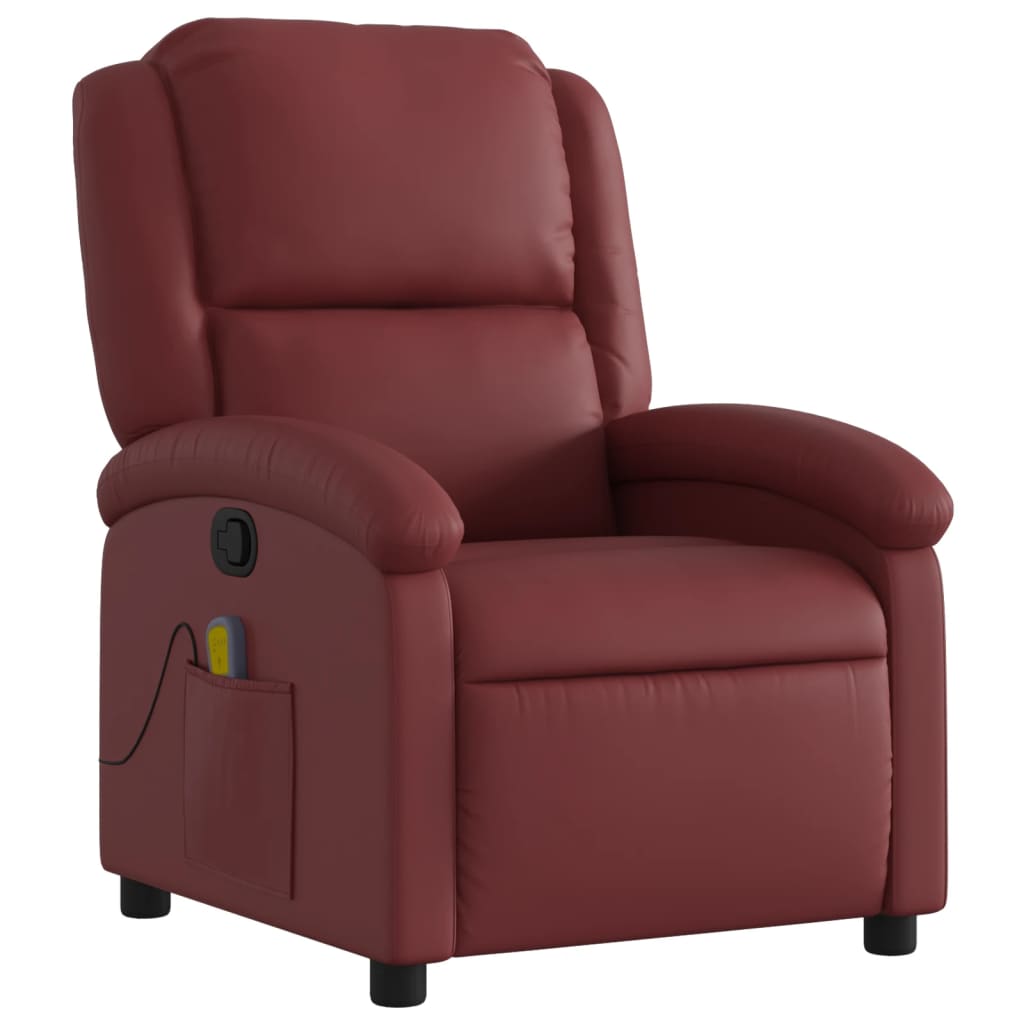 Fauteuil de massage simili cuir rouge vin