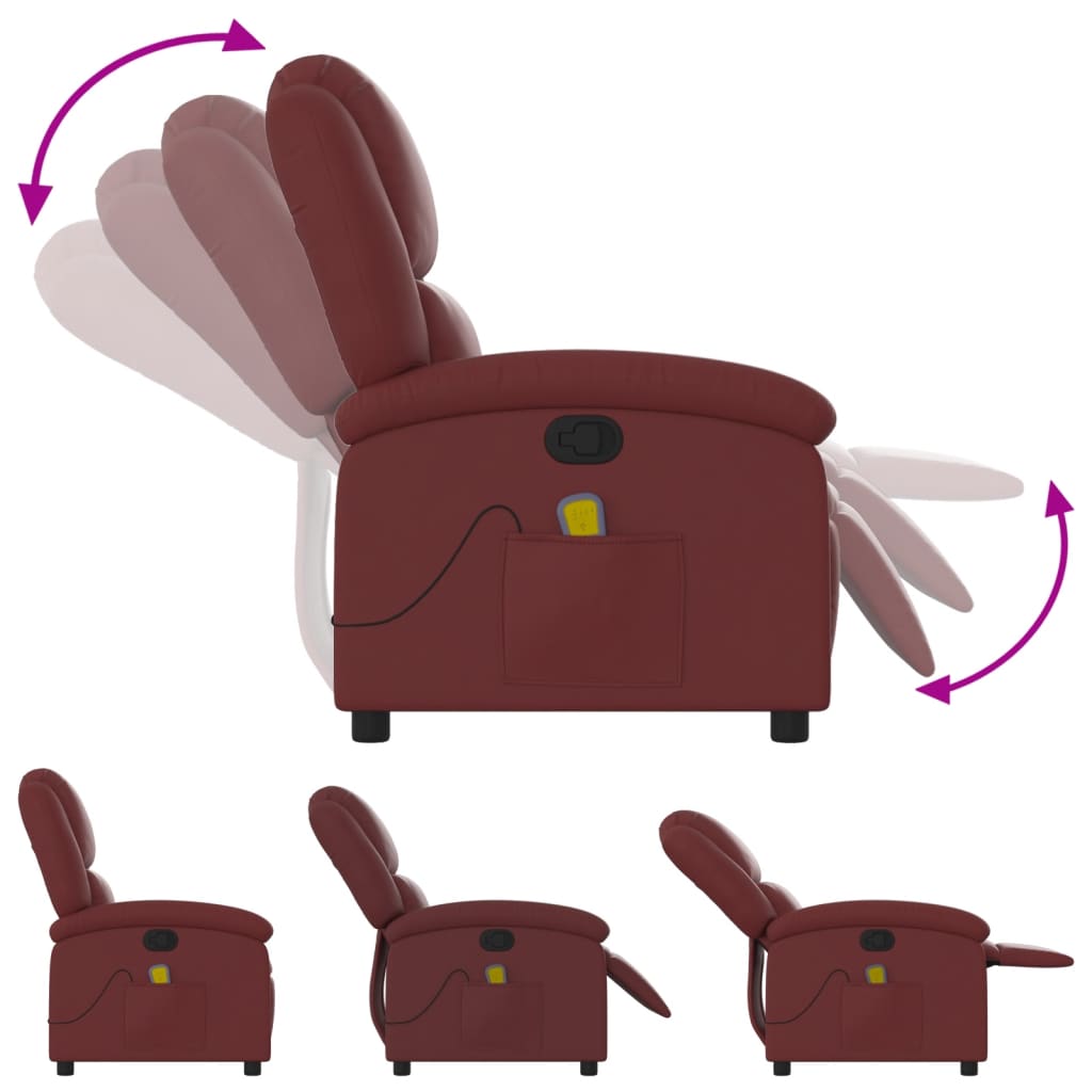 Fauteuil de massage simili cuir rouge vin