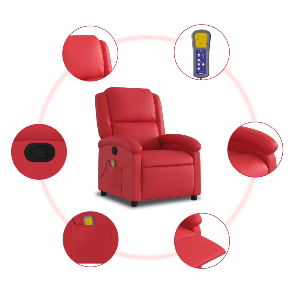 Fauteuil de massage simili cuir rouge