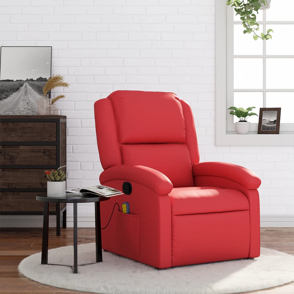 Fauteuil de massage simili cuir rouge