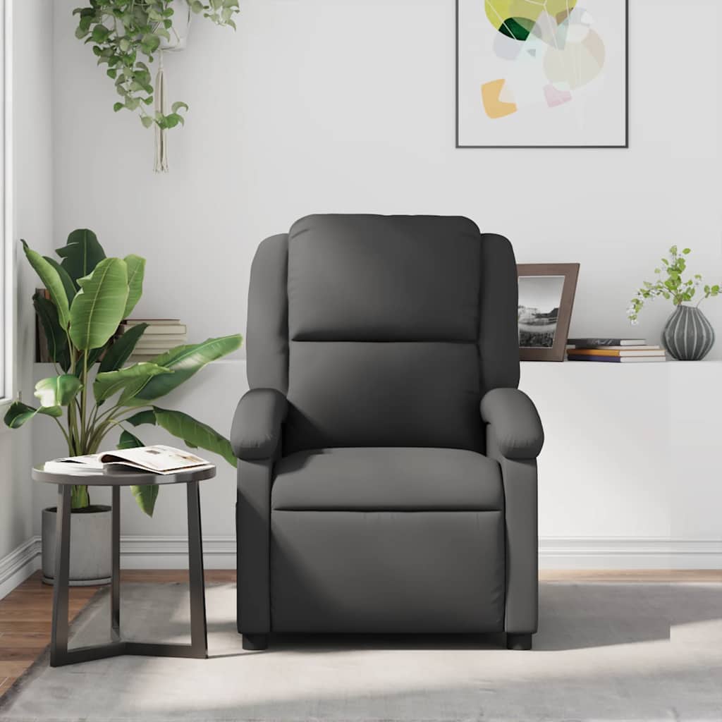 Massagesessel Grau Echtleder