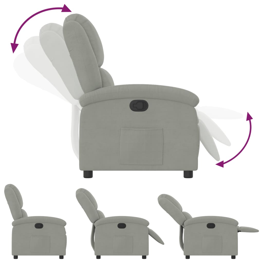 Fauteuil de relaxation velours gris clair