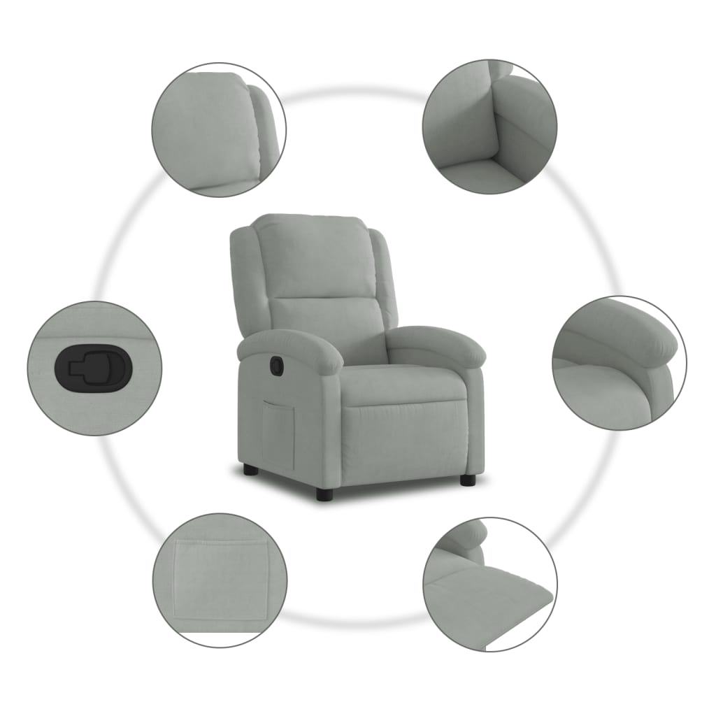 Fauteuil de relaxation velours gris clair