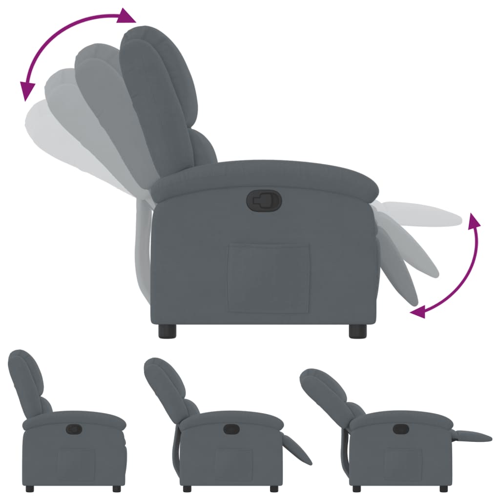 Fauteuil relax en velours gris foncé