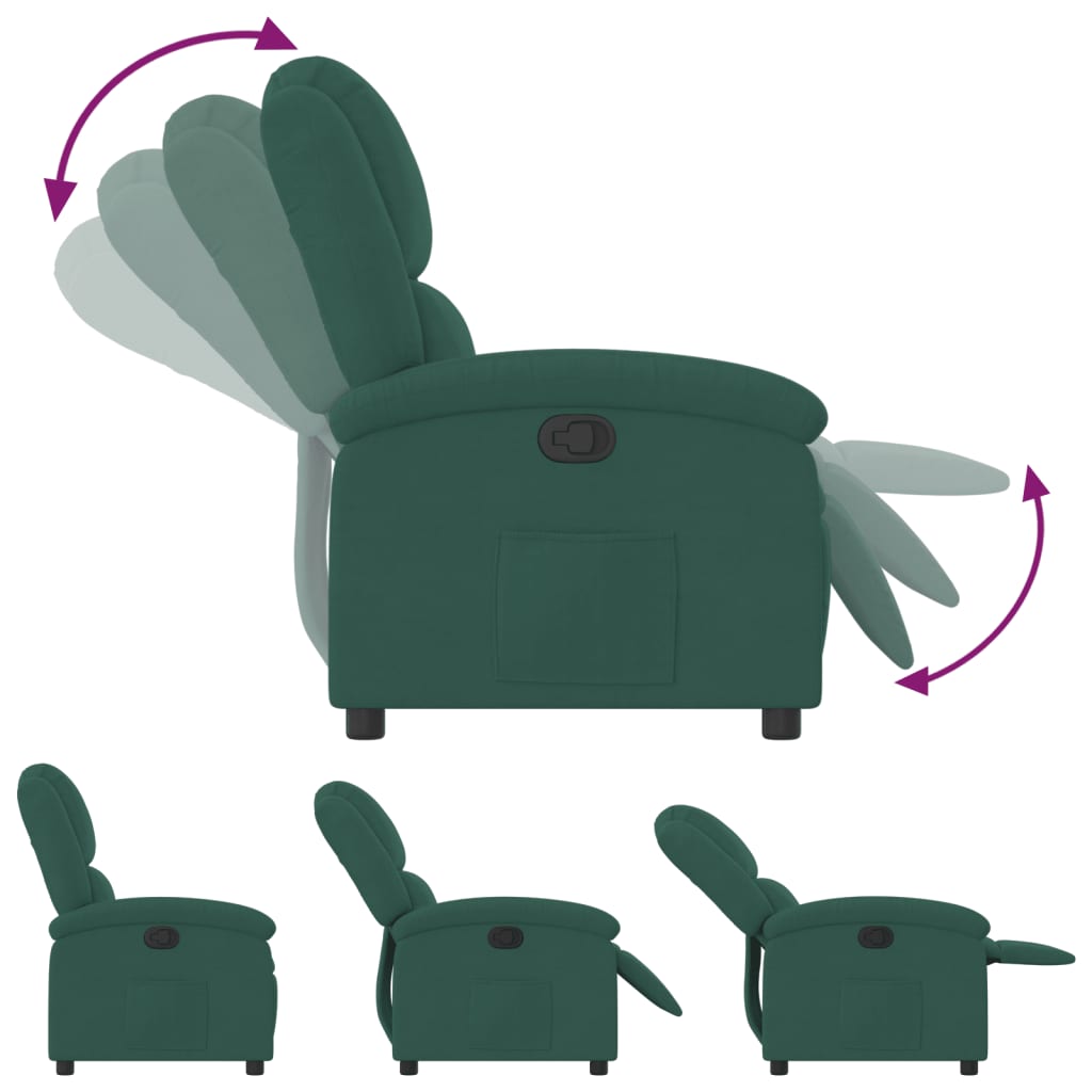 Fauteuil relax en velours vert foncé