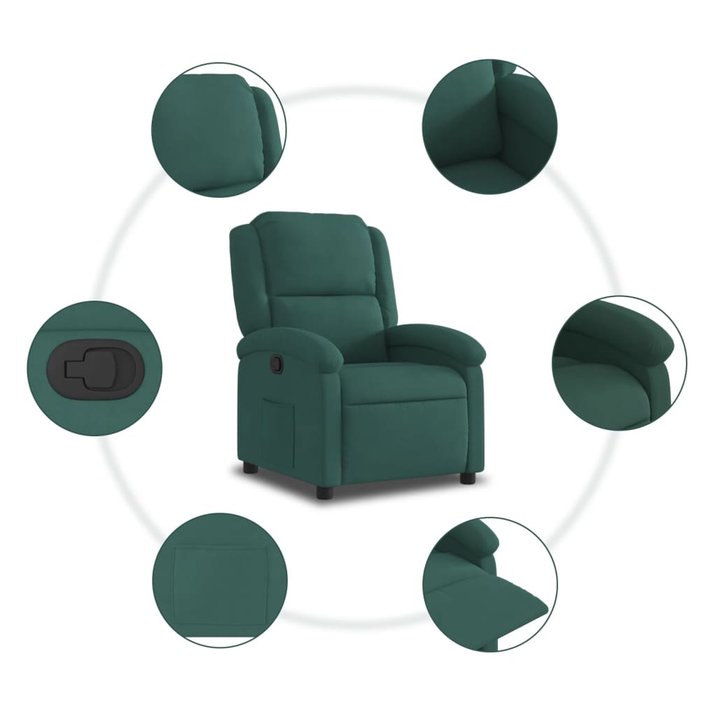 Fauteuil relax en velours vert foncé