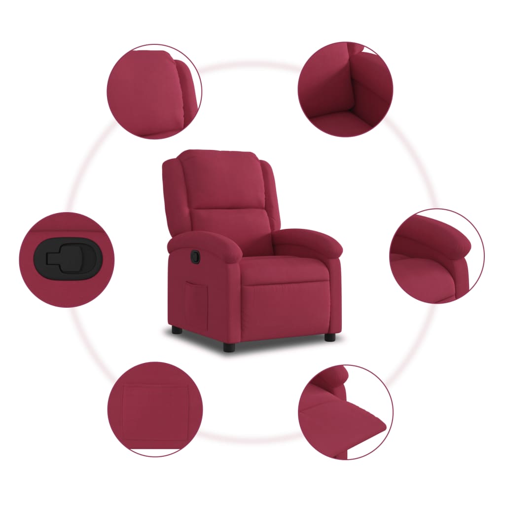 Fauteuil inclinable en velours rouge vin