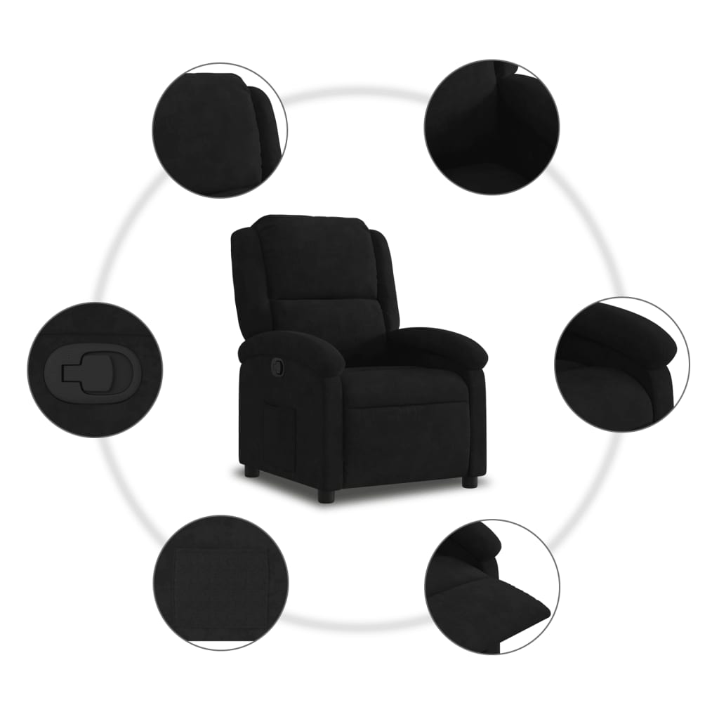 Fauteuil inclinable en velours noir
