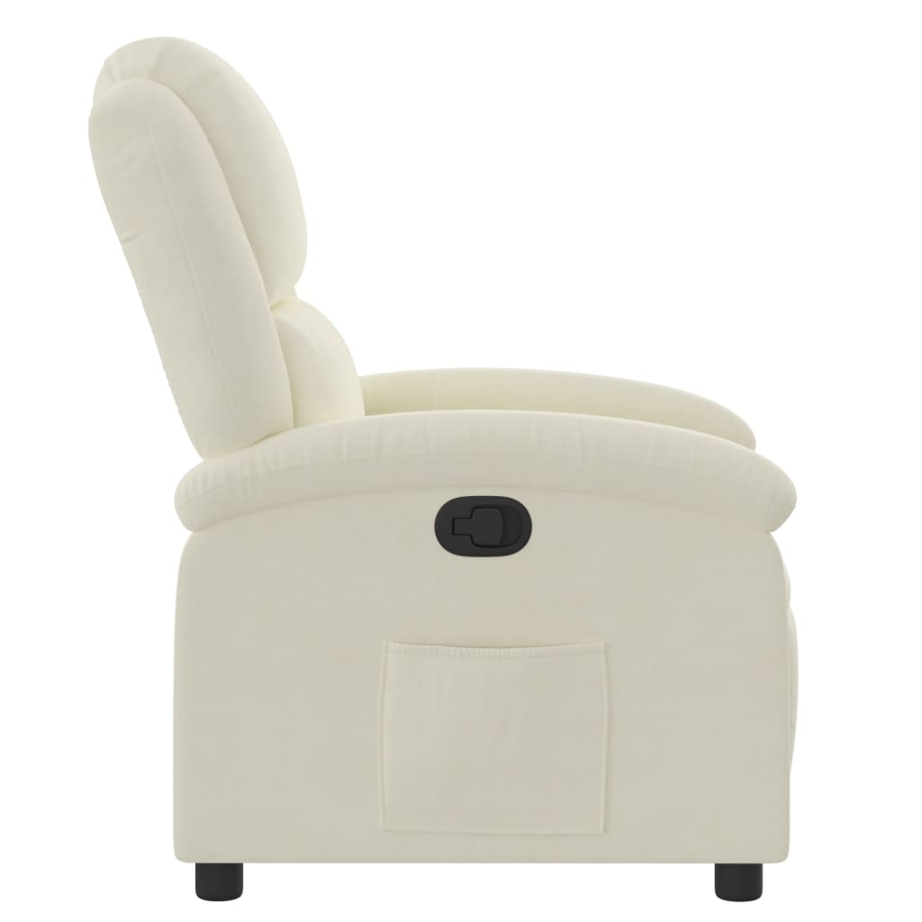 Fauteuil relax velours crème
