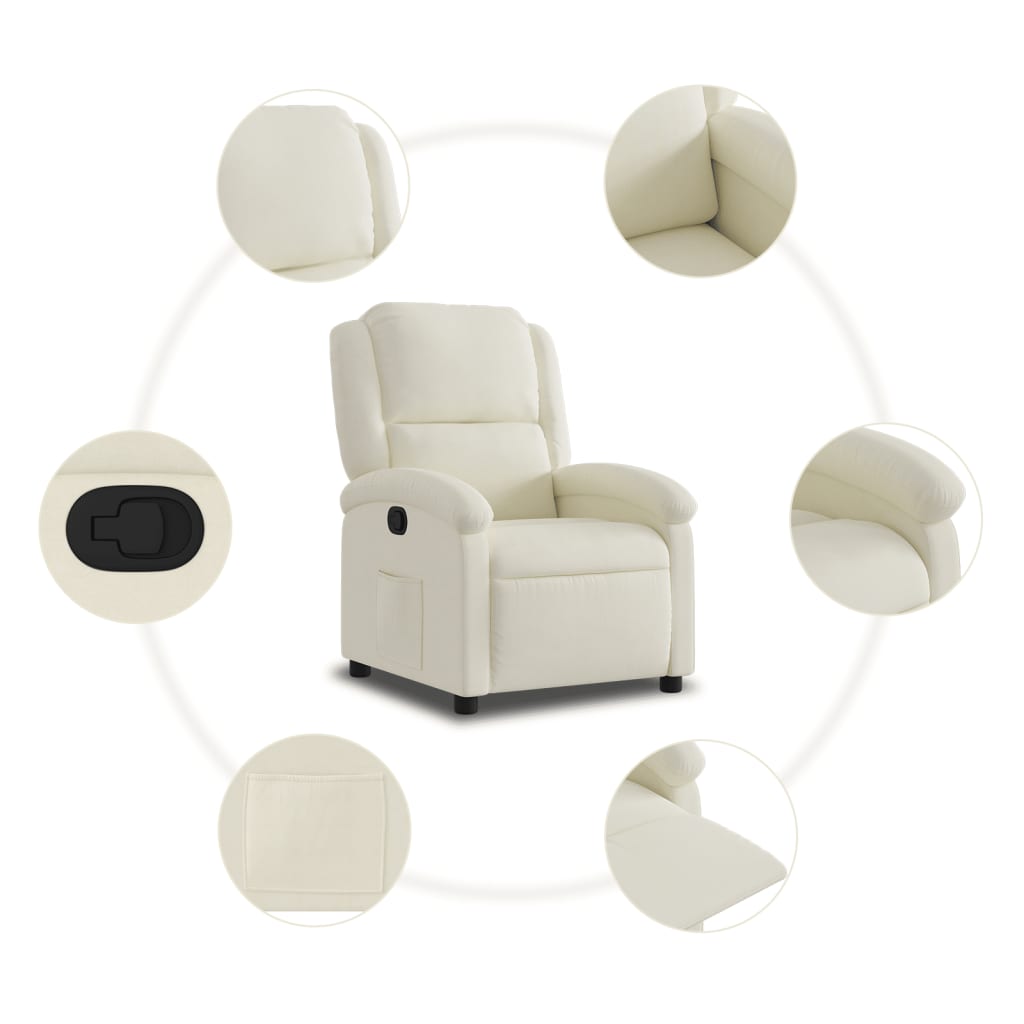 Fauteuil relax velours crème