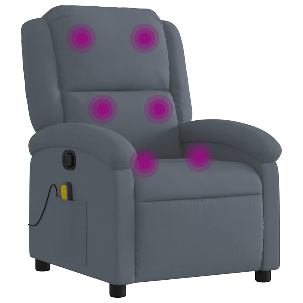 Fauteuil de massage velours gris foncé