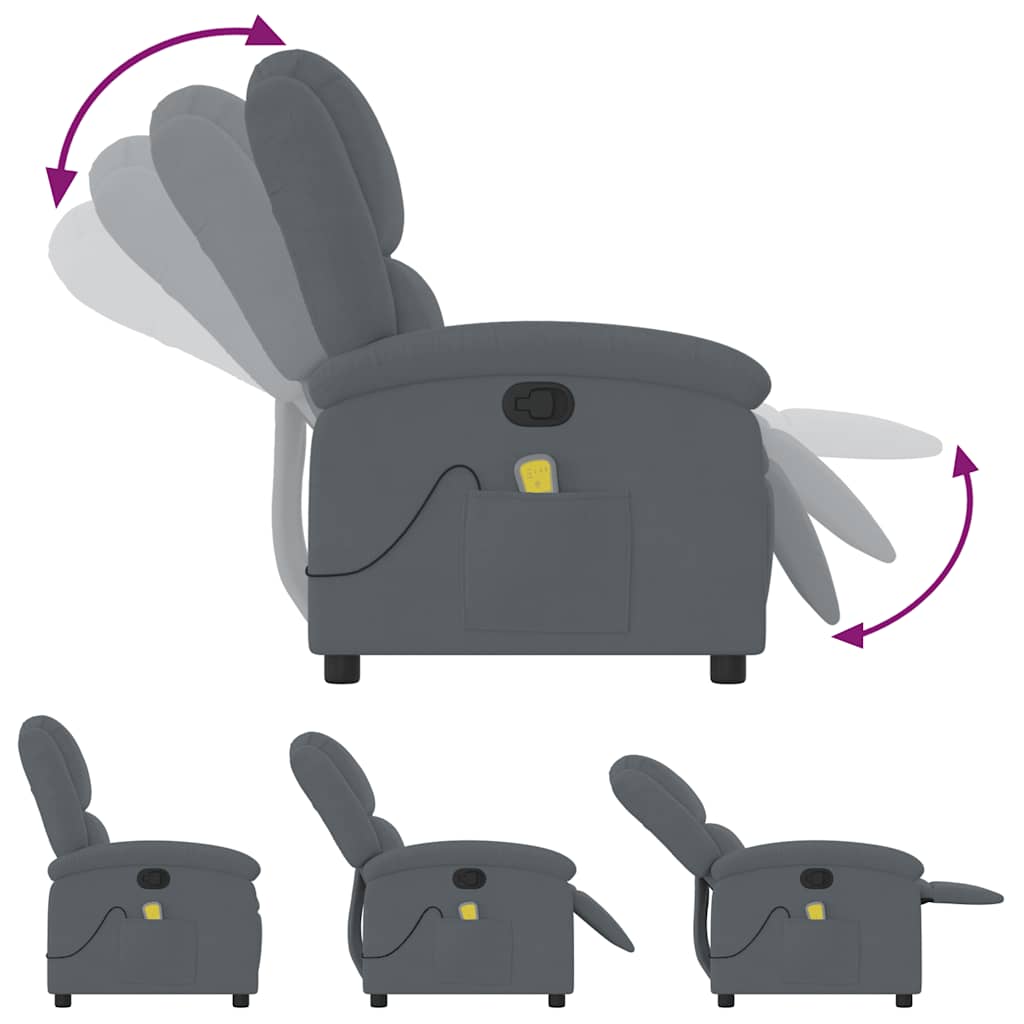 Fauteuil de massage velours gris foncé