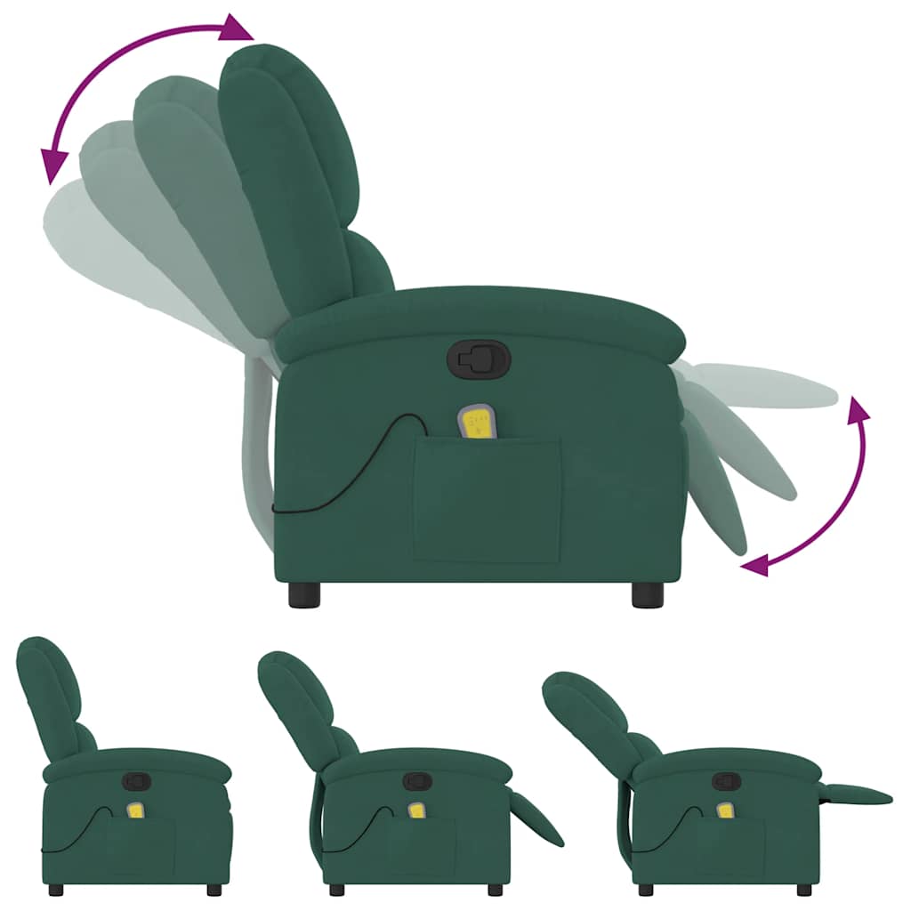 Fauteuil de massage velours vert foncé