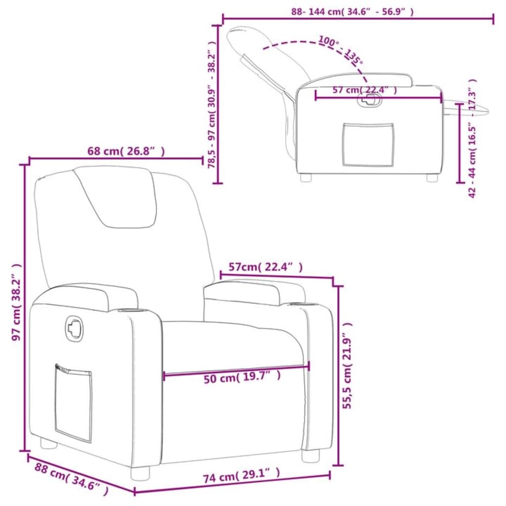 Fauteuil de relaxation tissu gris foncé