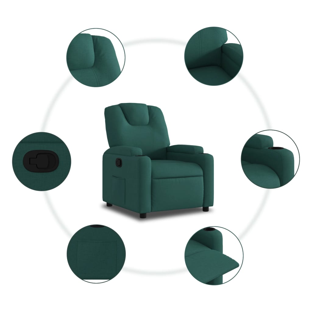 Fauteuil de relaxation tissu vert foncé