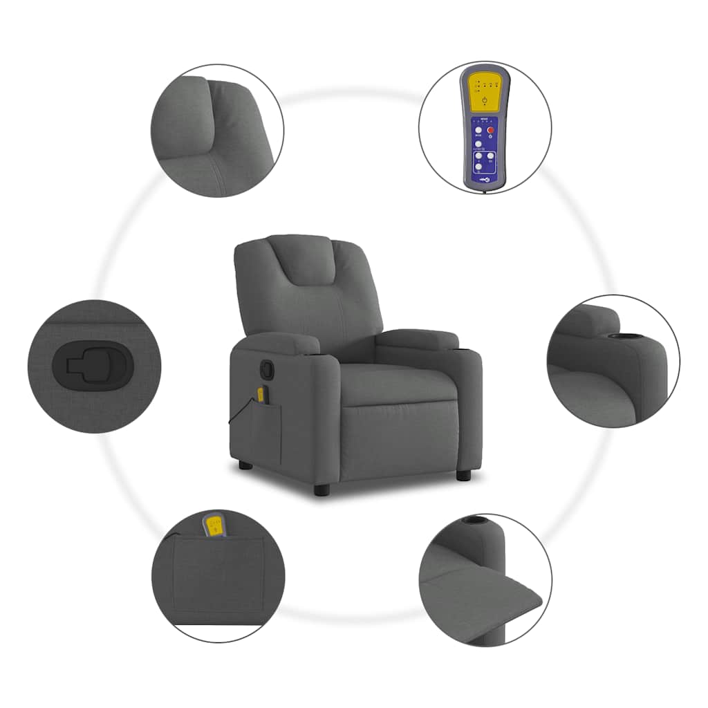 Fauteuil de massage tissu gris foncé