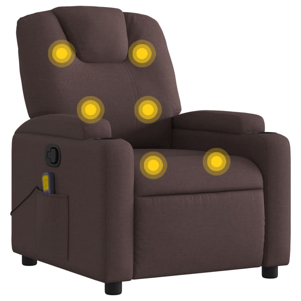 Massage Chair Dark Brown Fabric