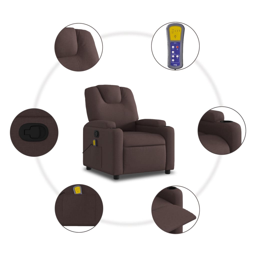 Massage Chair Dark Brown Fabric