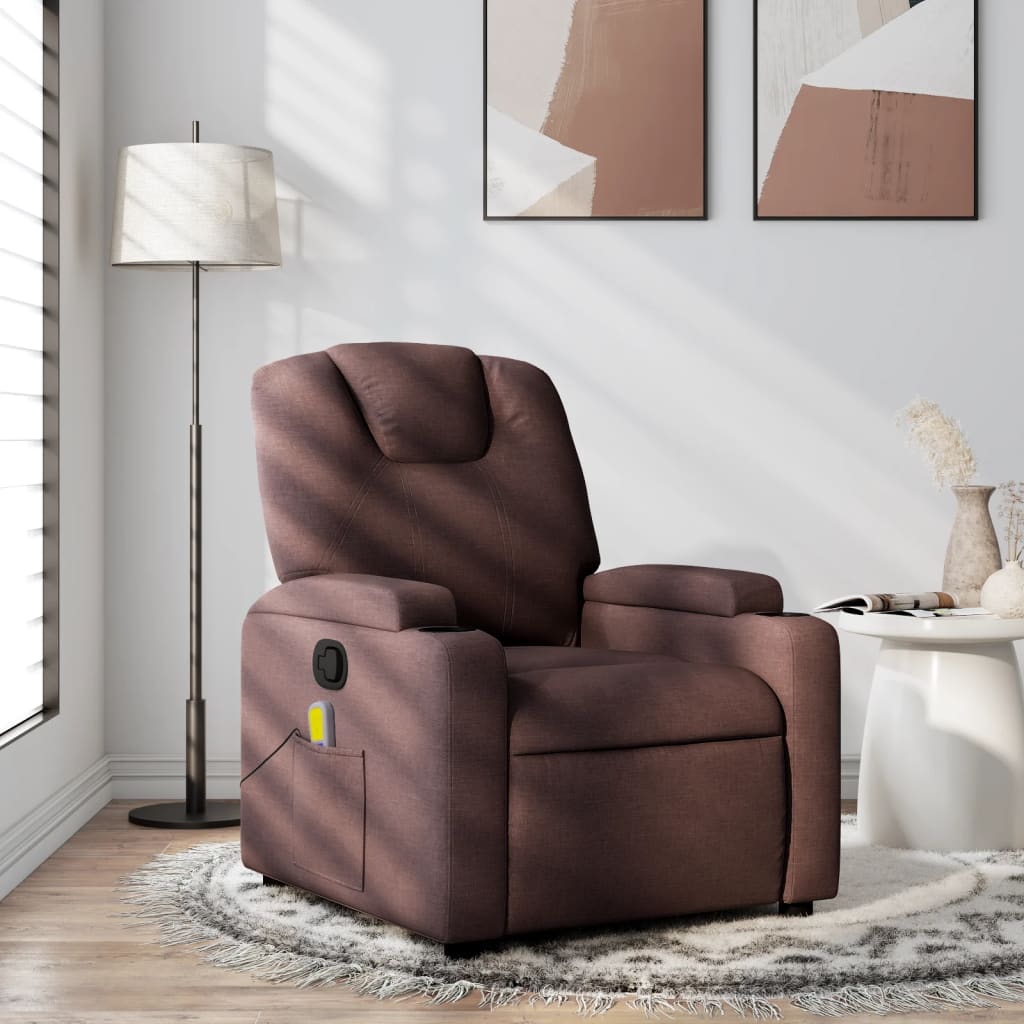 Massage Chair Dark Brown Fabric