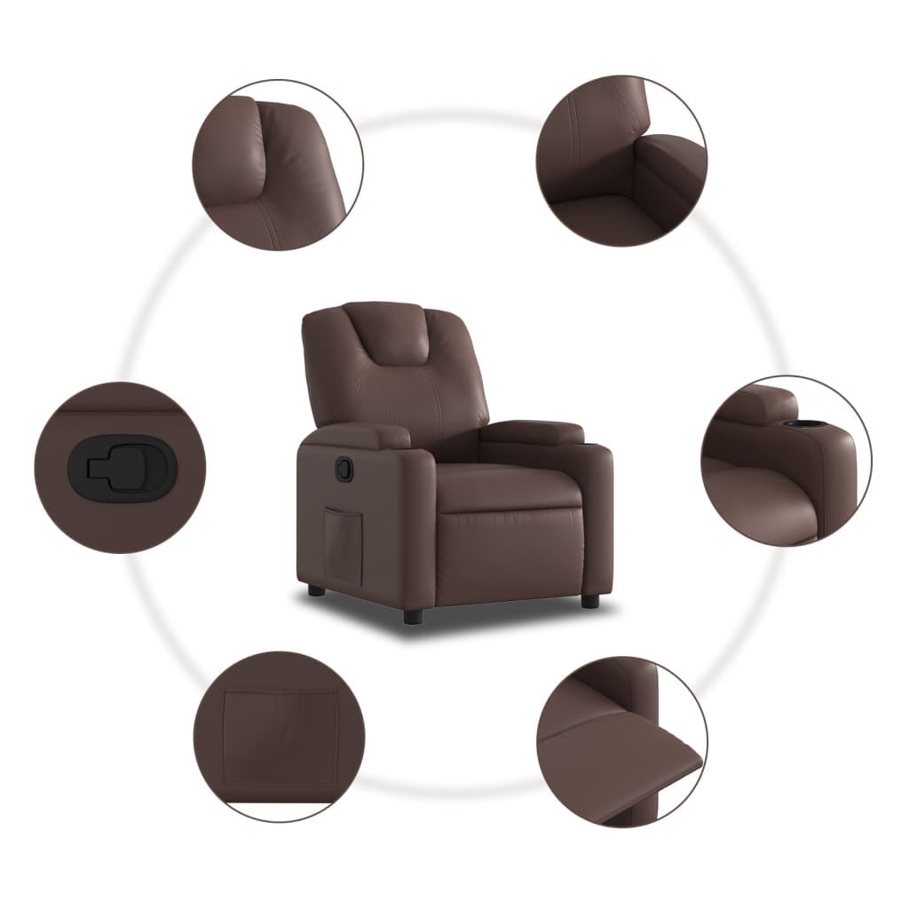 Fauteuil de relaxation simili cuir marron