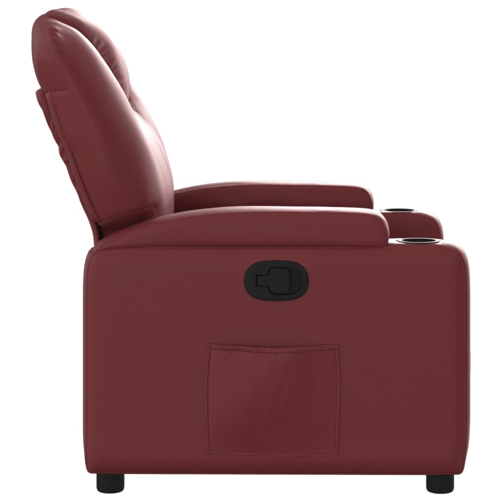 Fauteuil de relaxation simili cuir rouge vin