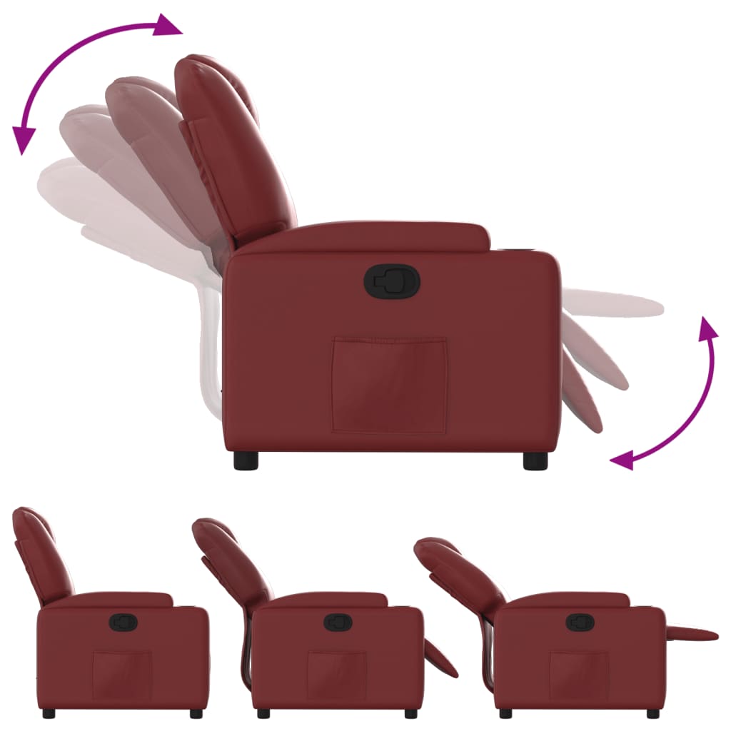 Fauteuil de relaxation simili cuir rouge vin