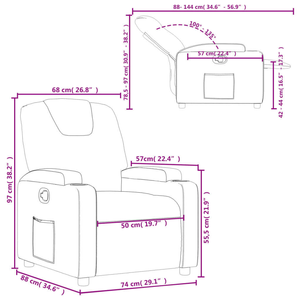 Fauteuil de relaxation simili cuir rouge vin