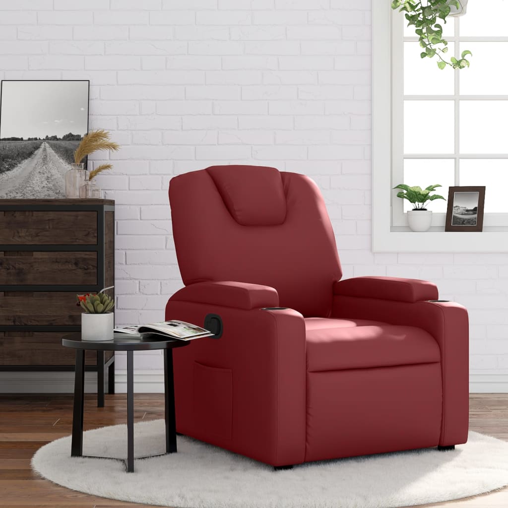 Fauteuil de relaxation simili cuir rouge vin