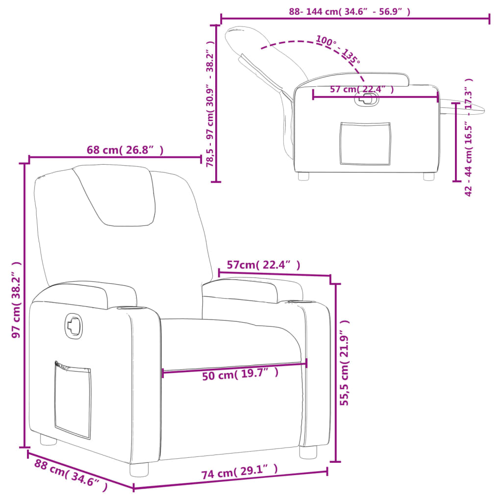 Fauteuil de relaxation simili cuir marron cappuccino