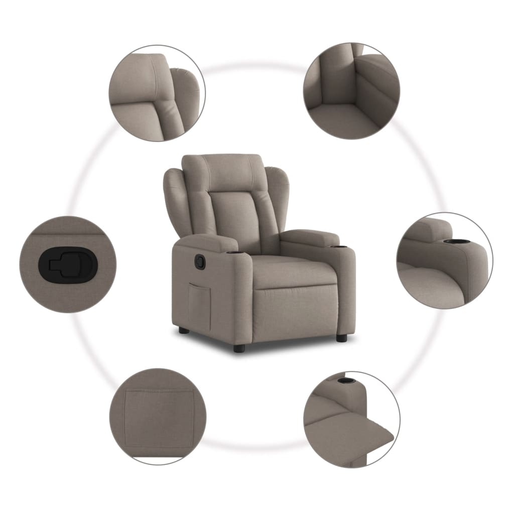 Fauteuil relax tissu taupe
