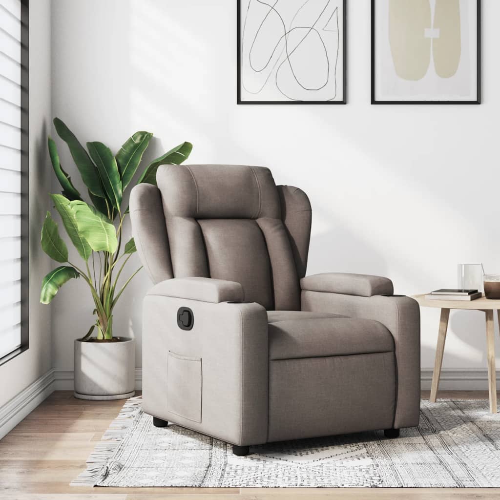 Fauteuil relax tissu taupe